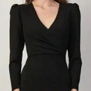 Vivienne Tam Long Sleeve V Neck Dress Charcoal women’s Medium